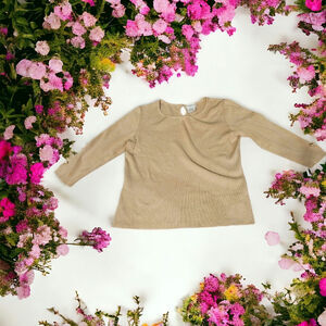 George Beige Silk, Nylon Long Sleeve Knit Large Shirt